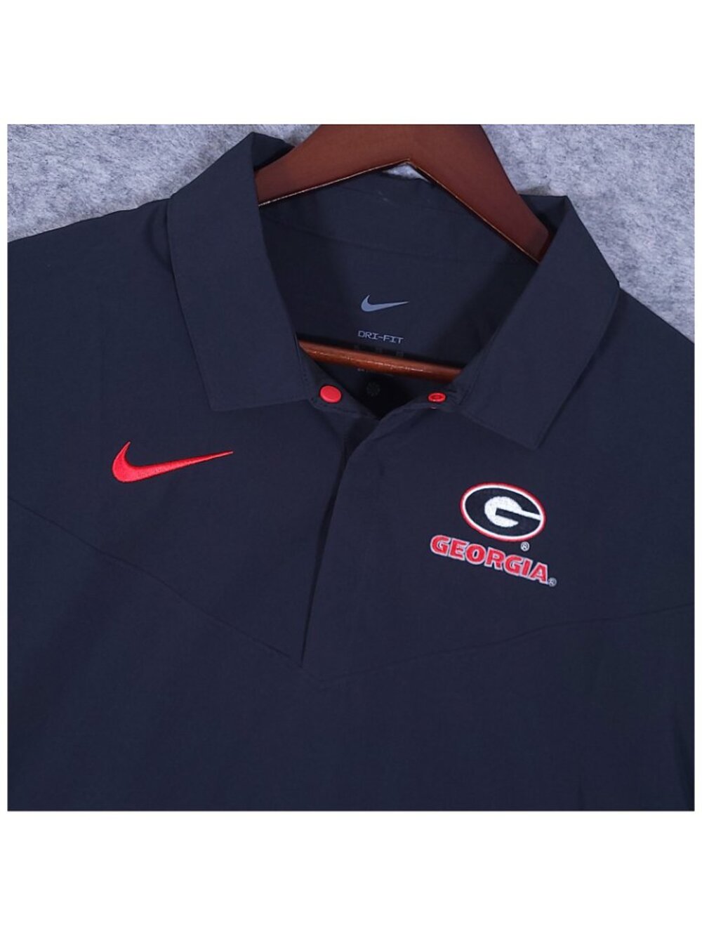 Nike UGA Georgia Bulldogs Football Sideline Polo Shirt Black DN5615-010 Mens XL